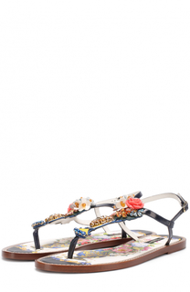 Кожаные сандалии с кристаллами Dolce &amp; Gabbana