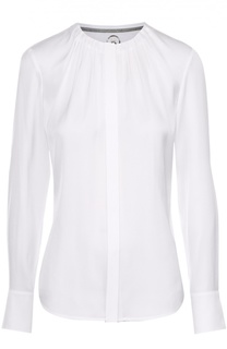 Приталенная блуза с круглым вырезом и защипами BOSS