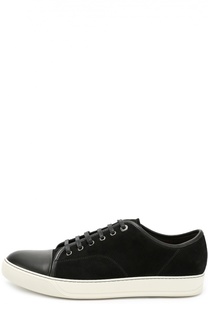Замшевые кеды с кожаным мысом Lanvin