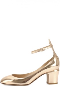 Туфли Tan-Go из металлизированной кожи с ремешком на щиколотке Valentino