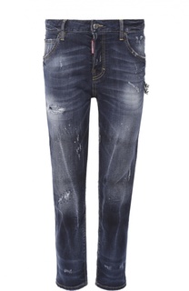 Укороченные джинсы прямого кроя с потертостями Dsquared2