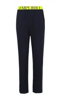 Хлопковые брюки на широкой резинке Emporio Armani