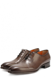 Кожаные оксфорды с патинированием Santoni