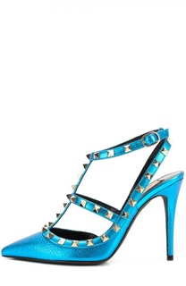 Туфли Rockstud из металлизированной кожи на шпильке Valentino