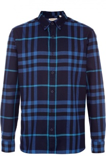 Хлопковая рубашка с воротником button down Burberry