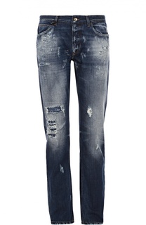 Джинсы прямого кроя с потертостями Dolce & Gabbana