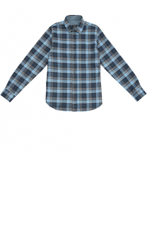 Хлопковая рубашка в клетку с воротником кент Dal Lago
