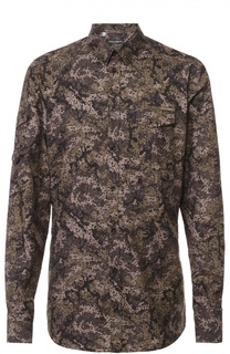 Хлопковая рубашка с камуфляжным принтом Dolce &amp; Gabbana