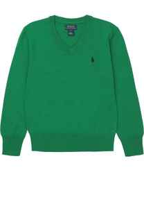 Шерстяной пуловер с логотипом бренда Polo Ralph Lauren