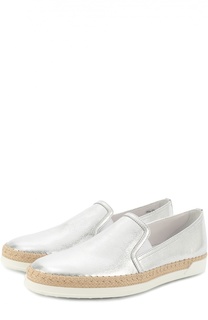 Слипоны Gomma Rafia из металлизированной кожи Tod’s Tods