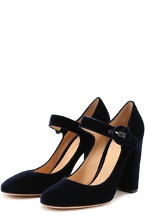Бархатные туфли Lorraine с ремешком Gianvito Rossi