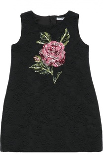 Платье с вышивкой пайетками и фактурной отделкой Dolce &amp; Gabbana