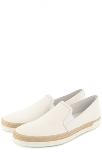 Кожаные слипоны Gomma Rafia с джутовым рантом Tod’s Tods