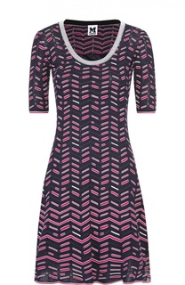 Приталенное мини-платье с укороченным рукавом и круглым вырезом M Missoni