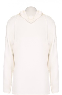 Шелковая блуза прямого кроя с декоративной отделкой Theory