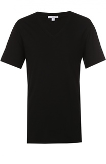 Хлопковая футболка с V-образным вырезом James Perse