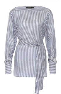 Блуза в полоску с поясом и вырезом-лодочка Calvin Klein Collection