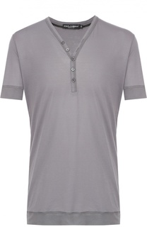 Хлопковая футболка хенли с V-образным вырезом Dolce &amp; Gabbana