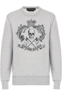 Хлопковый свитшот с контрастным принтом Alexander McQueen