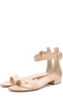 Кожаные босоножки на низком каблуке Gianvito Rossi