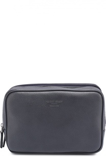 Кожаная борсетка с внешним карманом на молнии Giorgio Armani