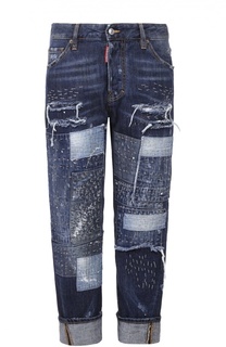 Укороченные джинсы с декоративной отделкой и отворотами Dsquared2