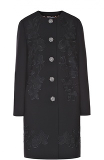 Пальто прямого кроя с цветочной отделкой и декорированными пуговицами Dolce &amp; Gabbana