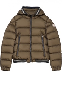 Стеганый пуховки на молнии с капюшоном Moncler Enfant