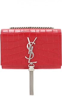 Сумка Monogram small с тиснением под крокодила Saint Laurent