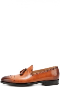 Кожаные лоферы с кисточками Kiton
