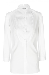 Удлиненная блуза с воротником-стойкой и манишкой Armani Collezioni