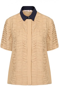 Блуза прямого кроя с декоративной отделкой и контрастным воротником Marni