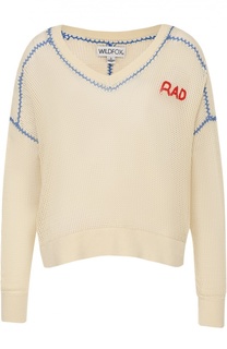 Полупрозрачный пуловер с V-образным вырезом и контрастной отделкой Wildfox