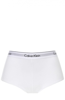 Хлопковые трусы с завышенной талией и логотипом бренда Calvin Klein