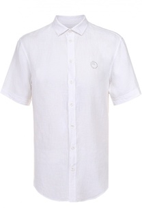 Льняная рубашка с короткими рукавами Armani Collezioni