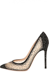 Замшевые туфли с кристаллами Swarovski Gianvito Rossi