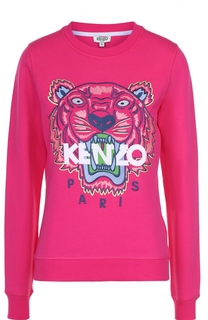 Хлопковый свитшот с контрастной надписью и логотипом бренда Kenzo