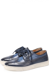 Кожаные кеды с брогированием Santoni