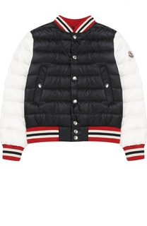 Пуховая куртка с контрастной отделкой Moncler Enfant