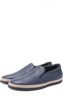 Кожаные слипоны с отделкой из рафии Tod’s Tods