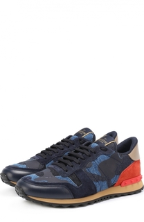 Комбинированные кроссовки Rockrunner с камуфляжным принтом Valentino