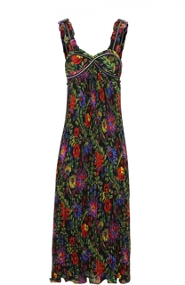 Плиссированное платье-миди с контрастным цветочным принтом 3.1 Phillip Lim