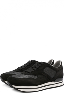 Замшевые кроссовки с вставками из текстиля Hogan