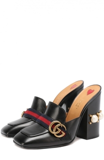 Кожаные мюли Peyton с жемчужинами Gucci