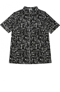 Хлопковая рубашка с короткими рукавами и принтом Dolce &amp; Gabbana