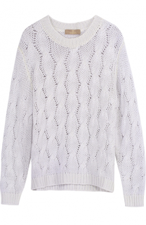Кашемировый пуловер фактурной вязки с круглым вырезом Cruciani