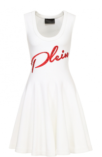 Вязаное мини-платье с контрастной отделкой Philipp Plein