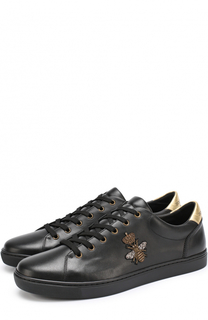 Кожаные кеды London с вышивкой канителью Dolce &amp; Gabbana