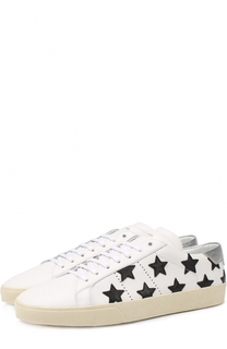 Кожаные кеды Court Classic аппликациями в виде звезд Saint Laurent