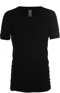 Удлиненная хлопковая футболка с драпировкой Rick Owens